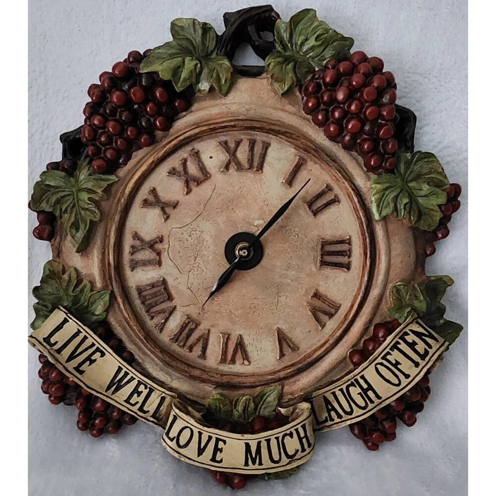 Live, Love, Laugh Grapes Wall Clock- Battery operated